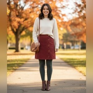 Womens A-Line Red Mini Corduroy Skirt Size M
